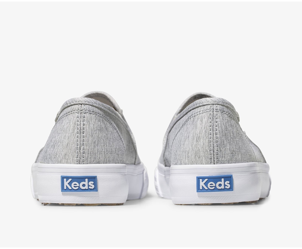 Slip Ons Keds Femme Grise - Double Decker Heathered Woven - 938-ZHBOLV